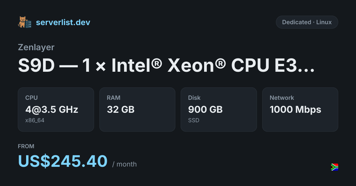 Zenlayer Compare Zenlayer S9D — 1 × Intel® Xeon® CPU E3-1230 v6 (ZA ...